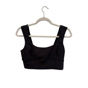 Free People FP Movement Hit The Slopes Black Ribbed‎ Cutout Bra Top Size Medium